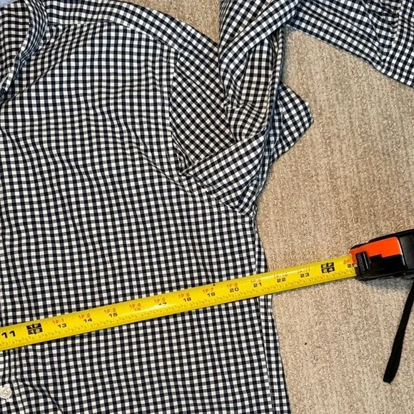 UNTUCKit Mens Size L Navy White Gingham Wrinkle Free Shirt - Picture 7 of 9